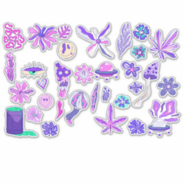 Lila Trippy Psychedelic Mushroom-Blume Aufkleber