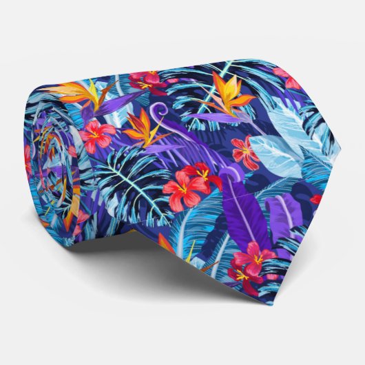 Lila Tropen Krawatte (Gerollt)