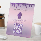 Lila Tropfen Bakery Shop QR CODE Zahlung Sockelschild (In Situ)