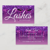Lila Tropfen-Glitzer-Look-Lashes Visitenkarte (Vorne/Hinten)