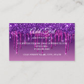 Lila Tropfen-Glitzer-Look-Lashes Visitenkarte (Rückseite)