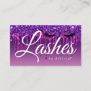 Lila Tropfen-Glitzer-Look-Lashes Visitenkarte
