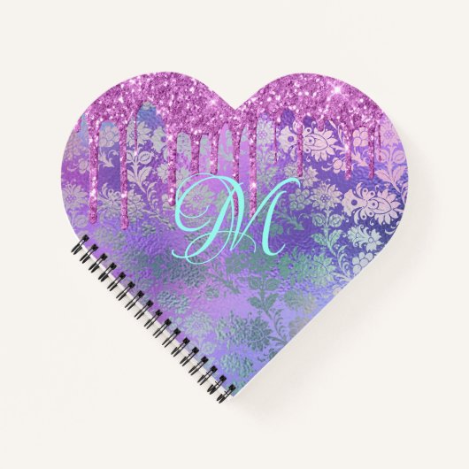 Lila Tropfen Glitzer Monogram iPad Smart Cover Notizblock (Vorderseite)