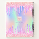 Lila Tropfen in Rosa Notizblock (Rückseite)