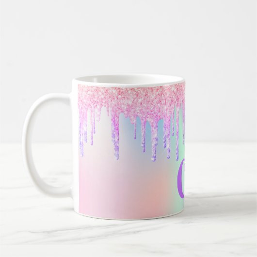 Lila Tropfen monogramm Kaffeetasse (Links)