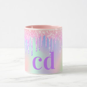 Lila Tropfen monogramm Tasse