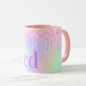 Lila Tropfen monogramm Tasse (VorderseiteRechts)