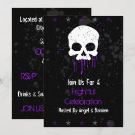 Lila Tropfen Skull Einladung