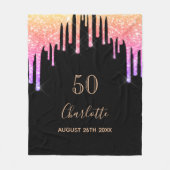 Lila Tropfen zum Geburtstag in schwarz rosa Fleecedecke (Vorderseite)