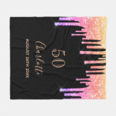 Lila Tropfen zum Geburtstag in schwarz rosa Fleecedecke (Vorderseite (Horizontal))