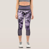 Lila tropische Blätter Glitzer & quote stilvoll Capri Leggings (Vorderseite)