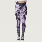 Lila tropische Blätter Glitzer & quote stilvoll Leggings (Vorderseite)