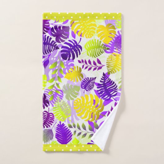 Lila tropische Blätter, Mauve, Lemon, Limon Trim Badhandtuch Set (Handtuch)