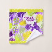 Lila tropische Blätter, Mauve, Lemon, Limon Trim Badhandtuch Set (Waschlappen)