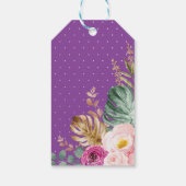 Lila tropische Blume Elephant Babydusche Geschenkanhänger (Rückseite)