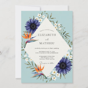 Lila tropische exotische Eukalyptus-Hochzeit Einladung
