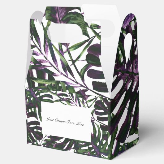 Lila tropische Palmen Blätter Insel Hochzeit Geschenkschachtel (Geöffnet)