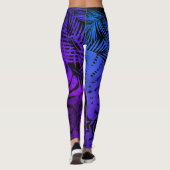 Lila tropische Palmen-Blätter mit modernem Chic Leggings (Rückseite)