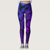 Lila tropische Palmen-Blätter mit modernem Chic Leggings (Vorderseite)