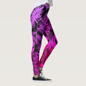Lila tropische Palmenmuster Leggings (Rechts)