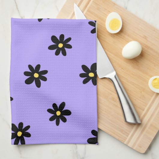 Lila tropischer Blütenfrühling Geschirrtuch (Viertel Falte)