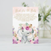 Lila Tropischer Flora-Elefant mit üppiger Vegetati Begleitkarte (Stehend Vorderseite)