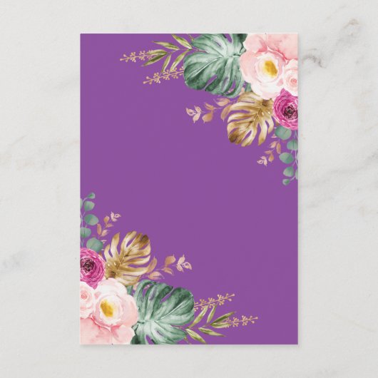 Lila Tropischer Flora-Elefant mit üppiger Vegetati Begleitkarte (Rückseite)