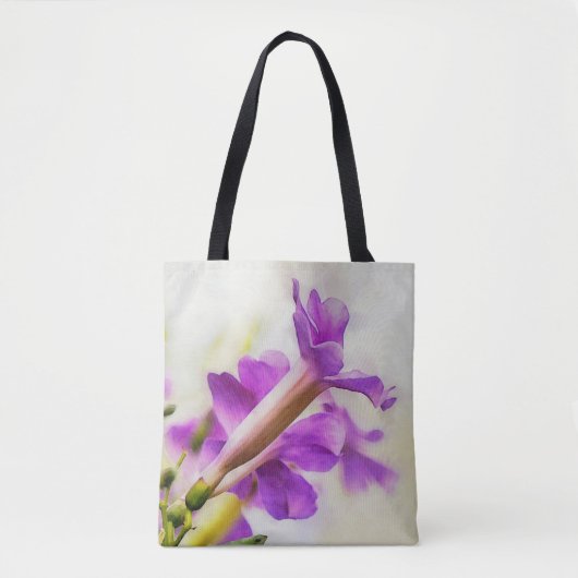 Lila Trumpet Blume Wasserfarben Kunst, Dichtung un Tasche (Vorderseite)