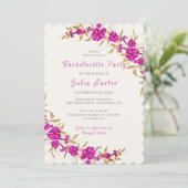 Lila Trumpet Blumengarten Junggeselinnen-Abschied Einladung (Stehend Vorderseite)