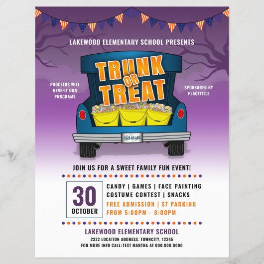 Lila Trunk- oder Leckerei-Fernverkehrsveranstaltun Flyer (Vorne)