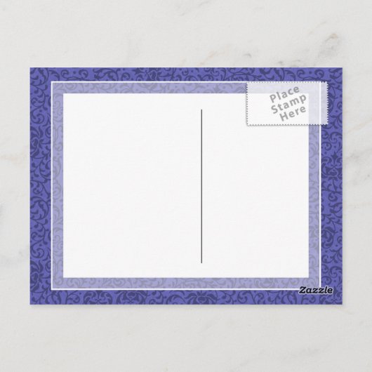 Lila Tudor Gardens Damask Postkarte (Rückseite)