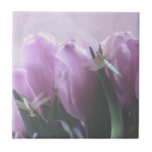 Lila Tulip Aqua Dragonfly Keramik Art Tiles Fliese