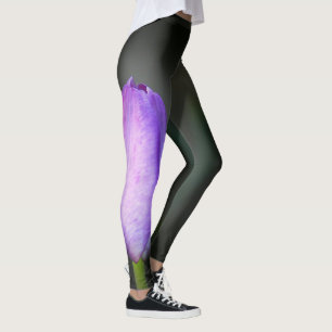 Lila Tulip auf Smoky Black Leggings