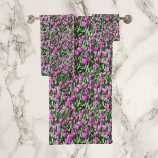 Lila Tulip Bloms Blumenbadehandtuch Badhandtuch Set