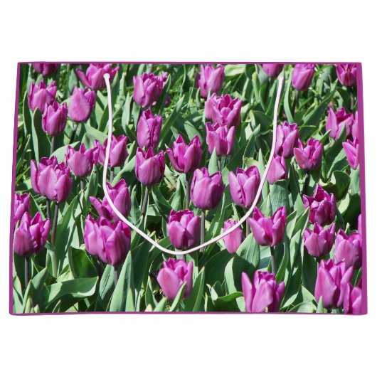 Lila Tulip Blooms Bloral Große Geschenktüte (Vorderseite)