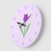 Lila Tulip-Blume. Große Wanduhr (Winkel)