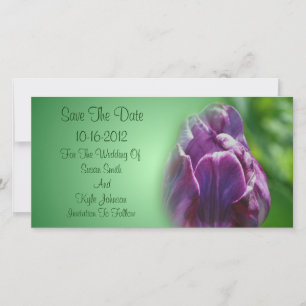 Lila Tulip-Blume Hochzeit rettet das Datum Save The Date
