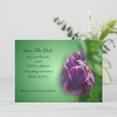 Lila Tulip Blume Hochzeit Save The Date (Stehend Vorderseite)