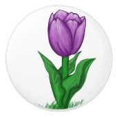 Lila Tulip Blume Keramik Knochen Keramikknauf (Vorderseite)