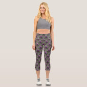 Lila Tulip Blume Naturmuster Capri Leggings (Vorderseite)