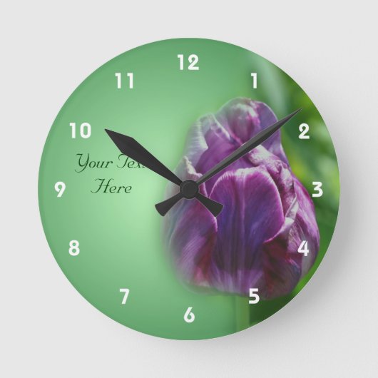 Lila Tulip-Blume Personalisiert Runde Wanduhr (Vorderseite)