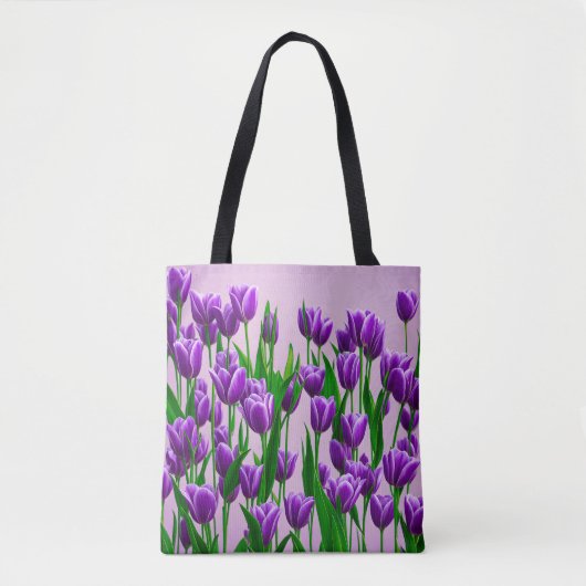 Lila Tulip Blume Tote Tag Tasche (Vorderseite)