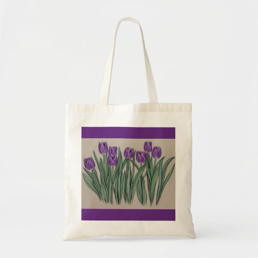 Lila Tulip Blume Wasserfarbe Tragetasche (Vorne)