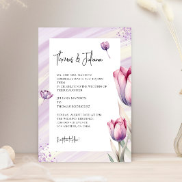 Lila Tulip Blume Wasserfarbenhochzeit Einladung