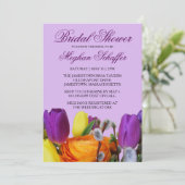 Lila Tulip Bouquet Bridal Dusche Einladungen (Stehend Vorderseite)