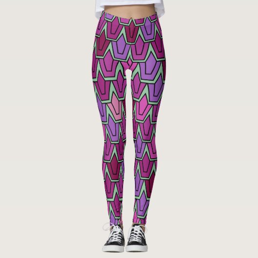 Lila Tulip-Feld Leggings (Vorderseite)