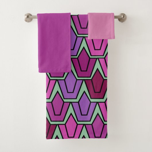 Lila Tulip Field Bath Handtuch Set (Insitu)