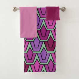 Lila Tulip Field Bath Handtuch Set