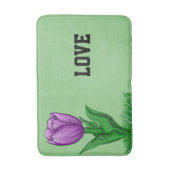 Lila Tulip Floral Sage Green Liebe Badematte (Vorderseite Vertikal)