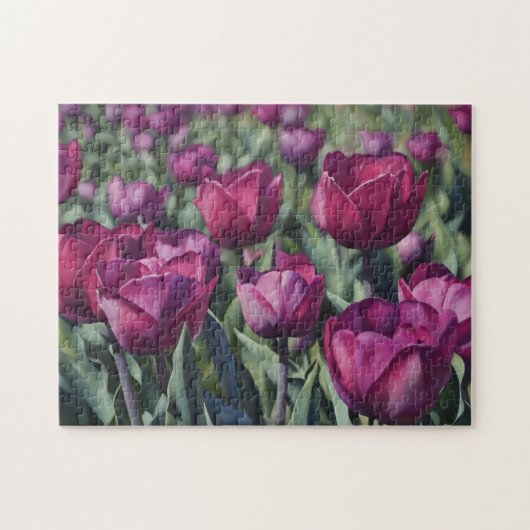 Lila Tulip Flower Garden Puzzle (Horizontal)